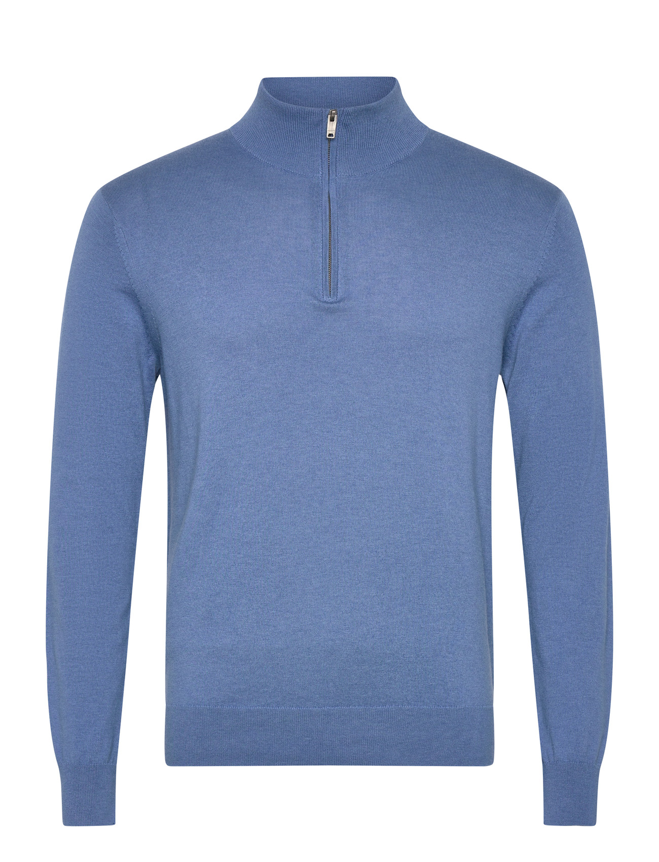 Hackett London Cotton Cash Hzip, M, Blue, Strik > Trøjer Med Halv Lynlås, Herre