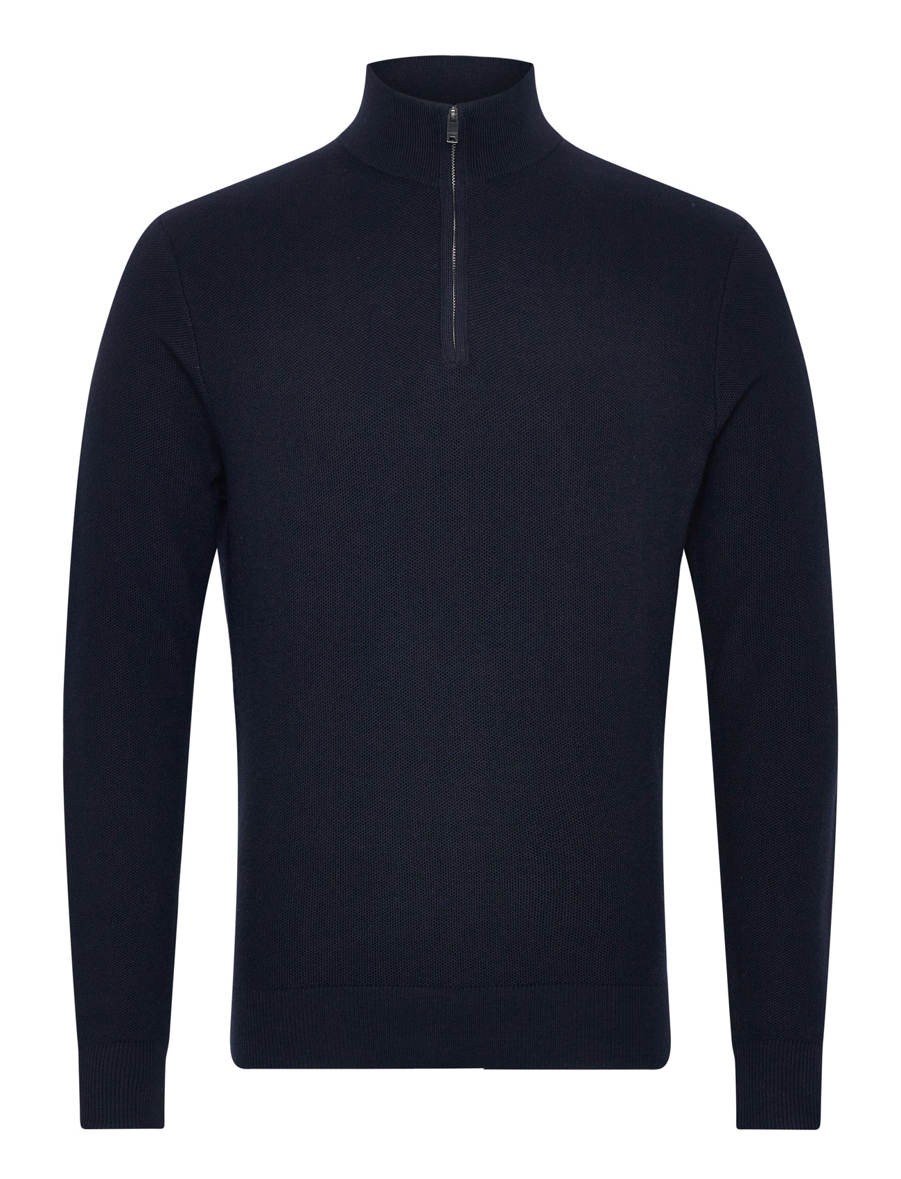 Hackett London Honeycomb Hzip, XL, Navy, Strik > Trøjer Med Halv Lynlås, Herre