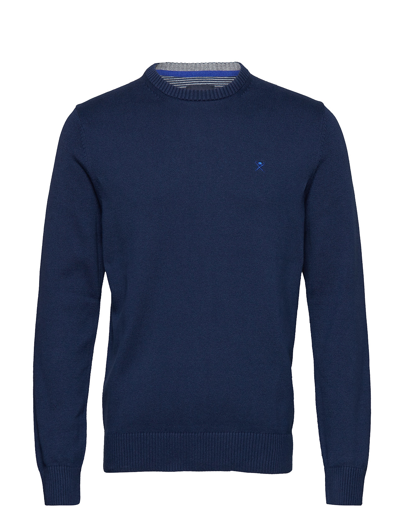 Cotton Crew Gebreide Trui Met Ronde Kraag Blauw Hackett hackett kopen in de aanbieding