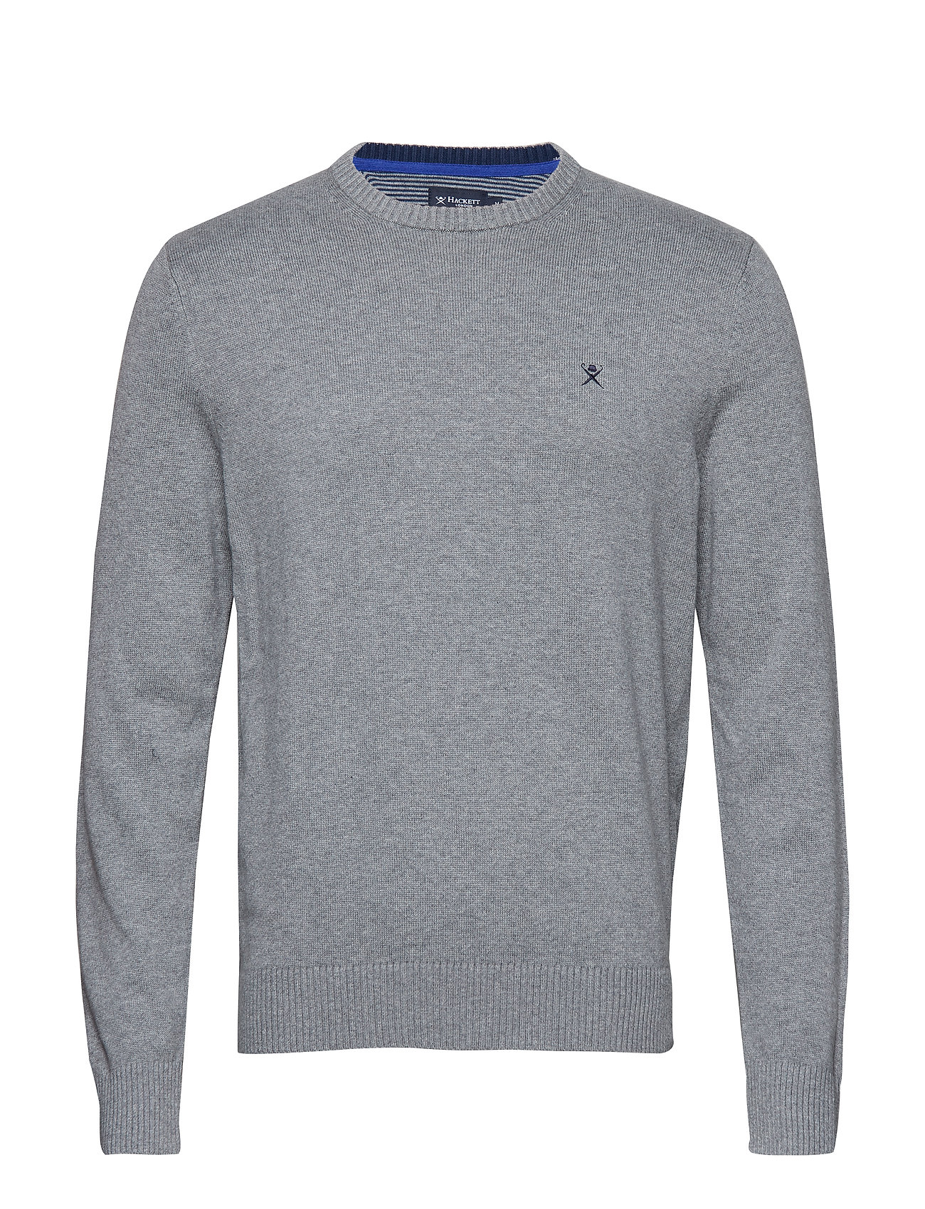 Cotton Crew Gebreide Trui Met Ronde Kraag Grijs Hackett hackett kopen in de aanbieding
