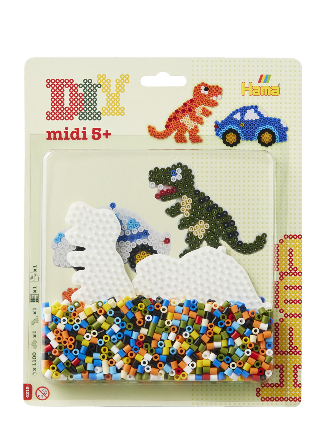Hama Midi Large Blister 1.100 Pcs. Car & Dinosaur Toys Creativity Drawing & Crafts Craft Pearls Multi/patterned Hama
