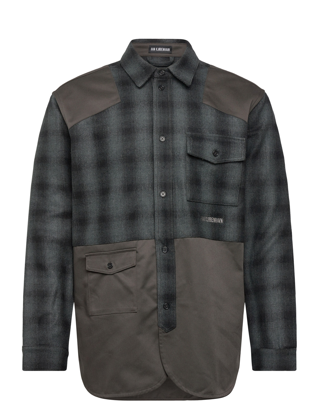 HAN KJØBENHAVN Patch Army Shirt Grau - 52 - Herren