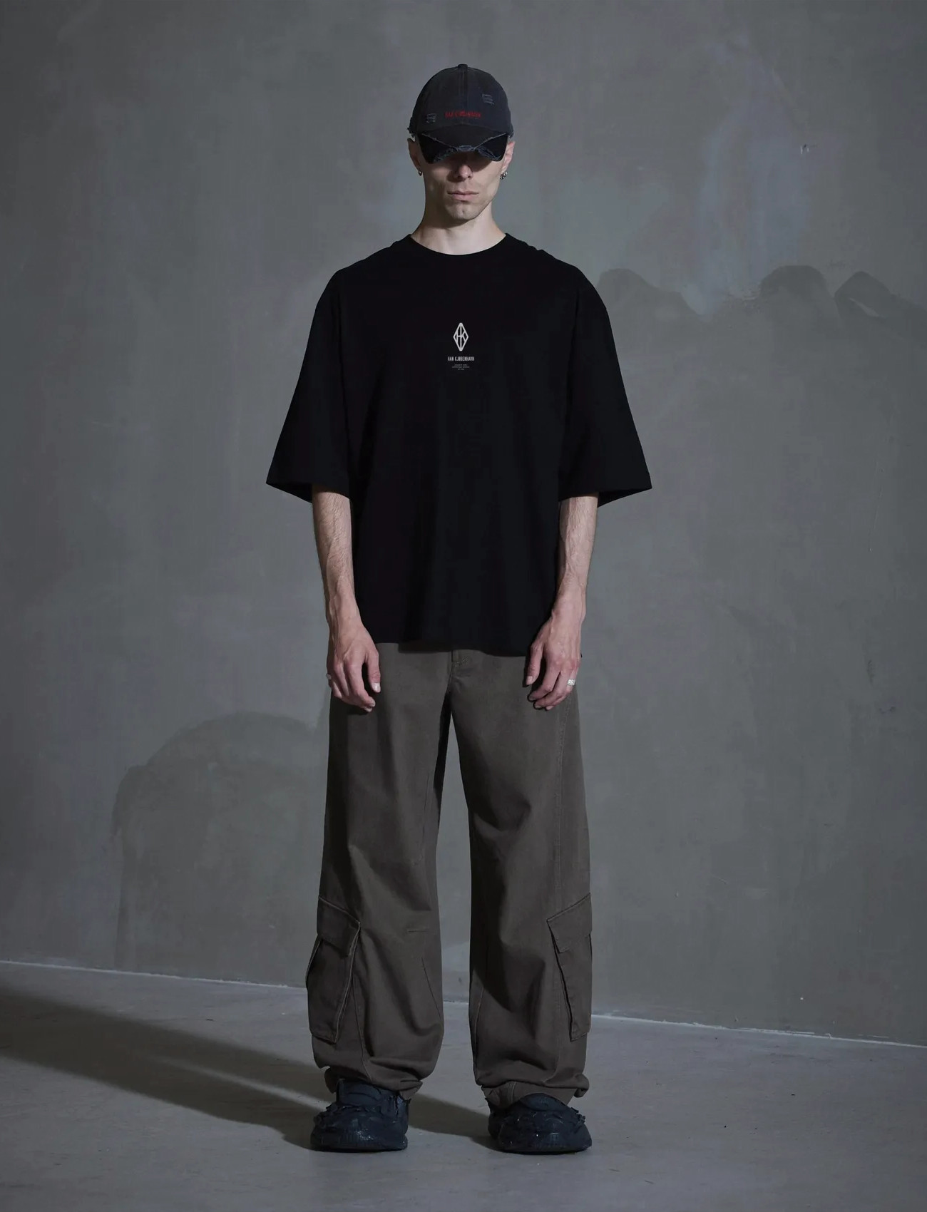 HAN Kjøbenhavn Diamond Loose Tee, XXL, Black, T-Shirts > Kortærmede, Herre