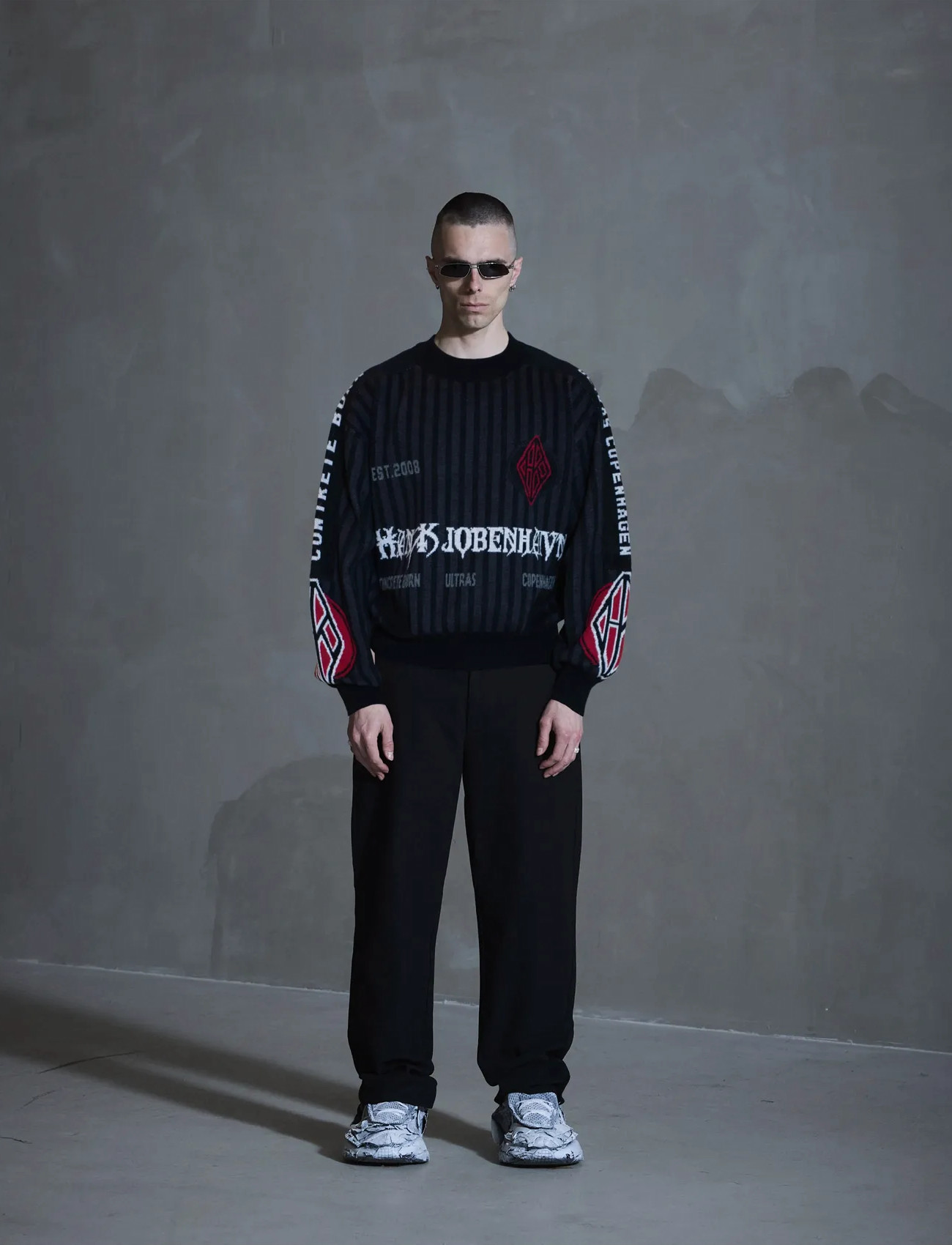 HAN Kjøbenhavn Football Knit Sweater, XXL, Black, Strik > Runde Halse, Herre