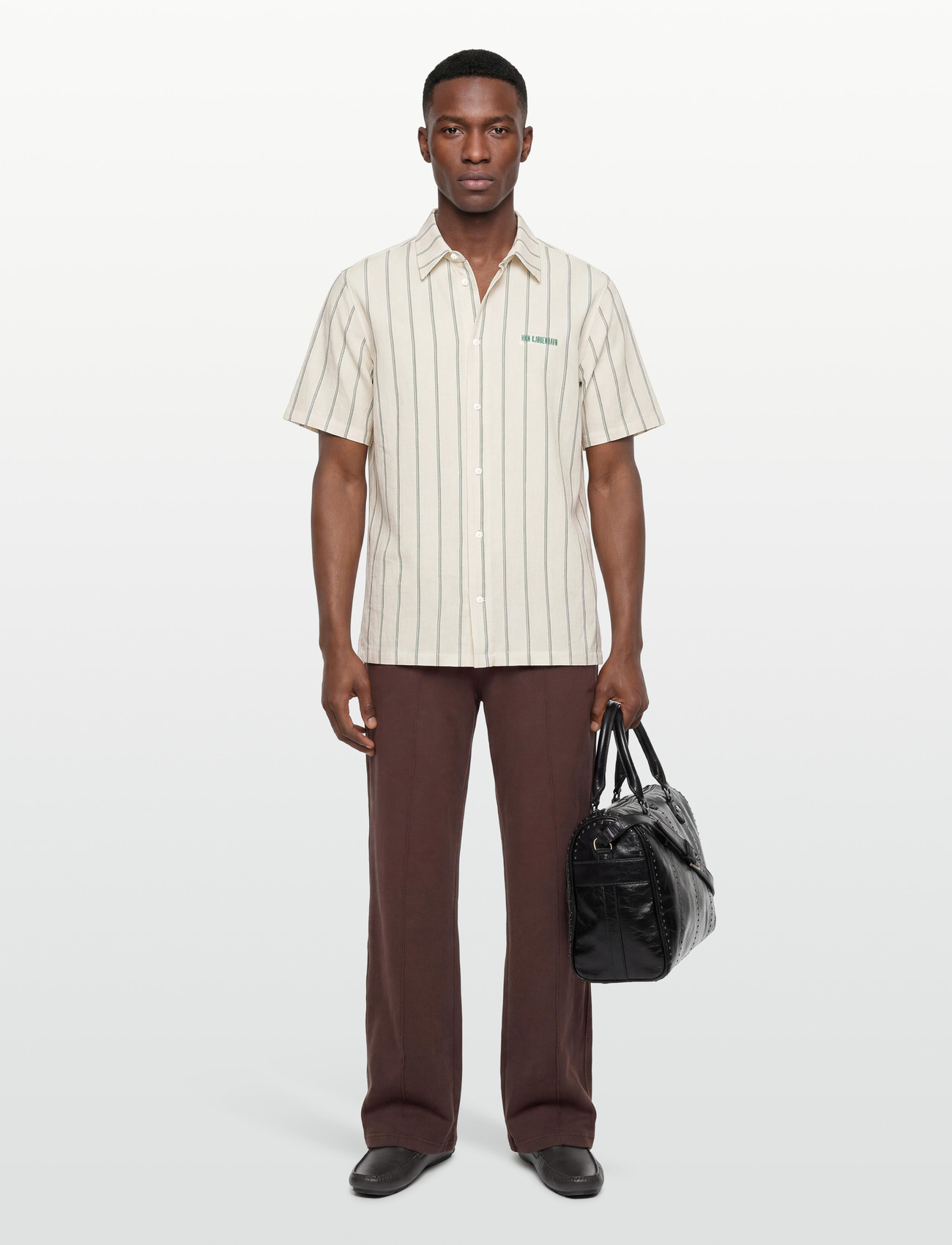 HAN Kjøbenhavn Retro Short Sleeve Shirt, S, Green, Skjorter > Afslappet Shirts, Herre