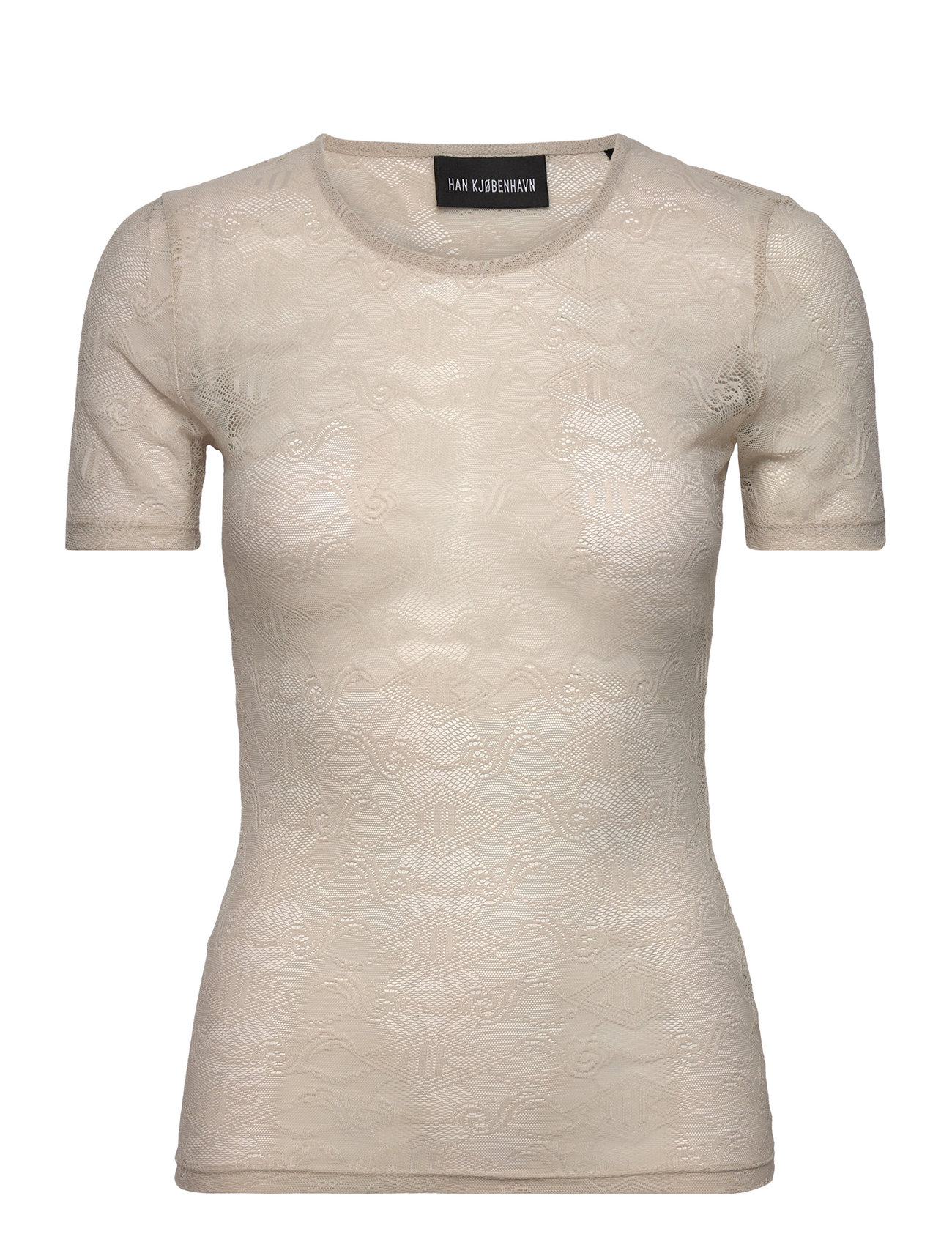 Lace Monogram Short Sleeve Beige HAN Kjøbenhavn