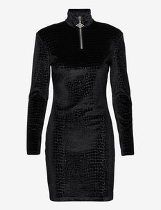 Half Zip Sharp Dress - sukienki dopasowane - black velvet croc