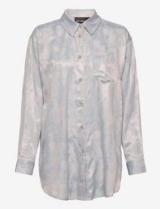 Boyfriend Shirt Long Sleeve - langærmede skjorter - grey jacquard