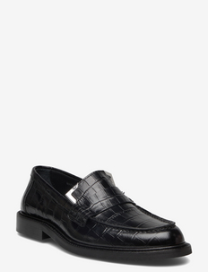 Loafers - shoes - black croc