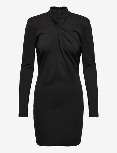 Sharp Twisted Drape Dress - t-shirtklänningar - black