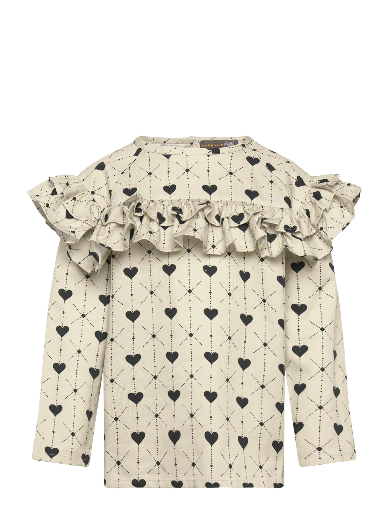 HANEVILD Heart Bluse Schwarz - 110 - Kinder