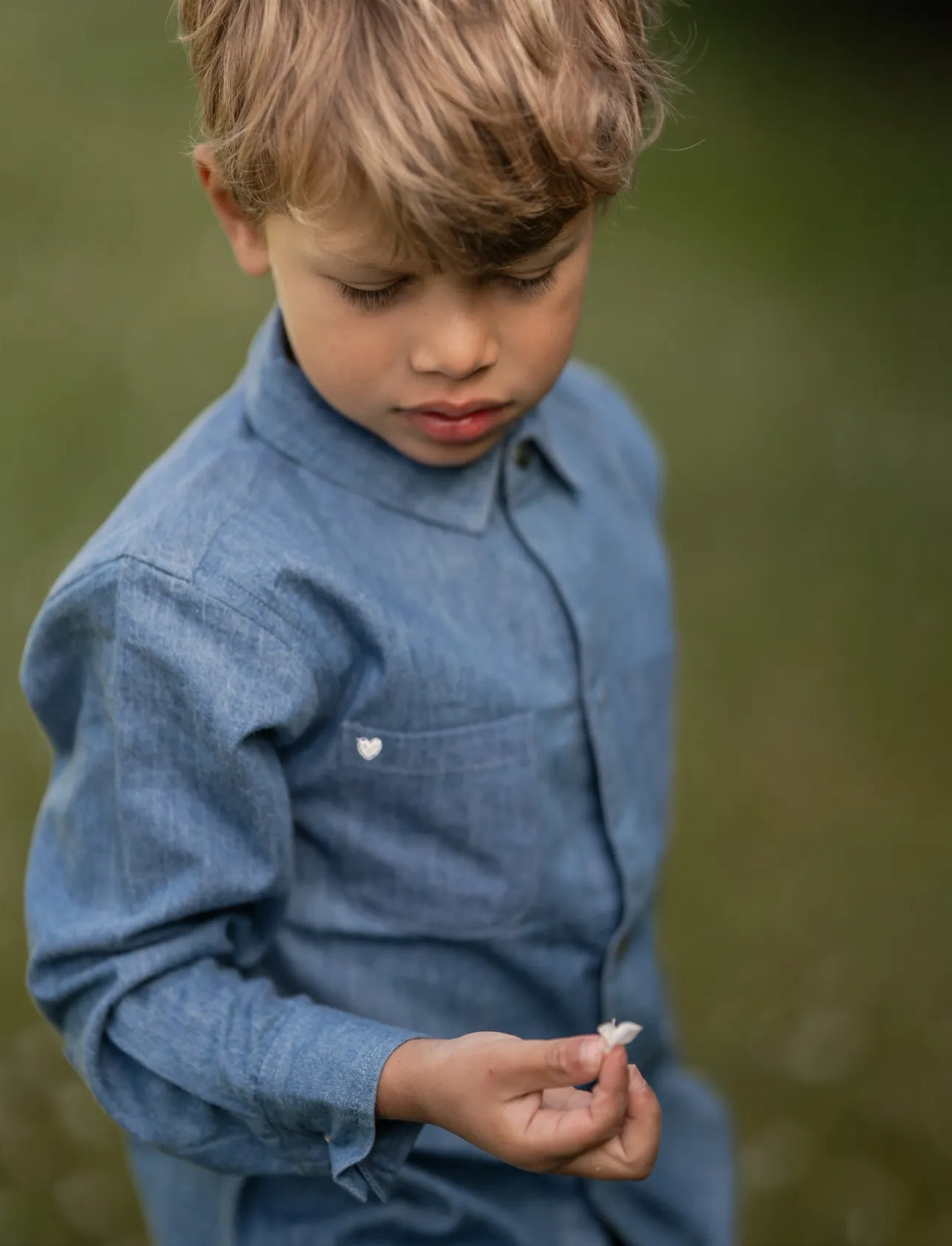 Hanevild Denim Shirt, 92, Blue, Skjorter > Langærmede Shirts, Børn