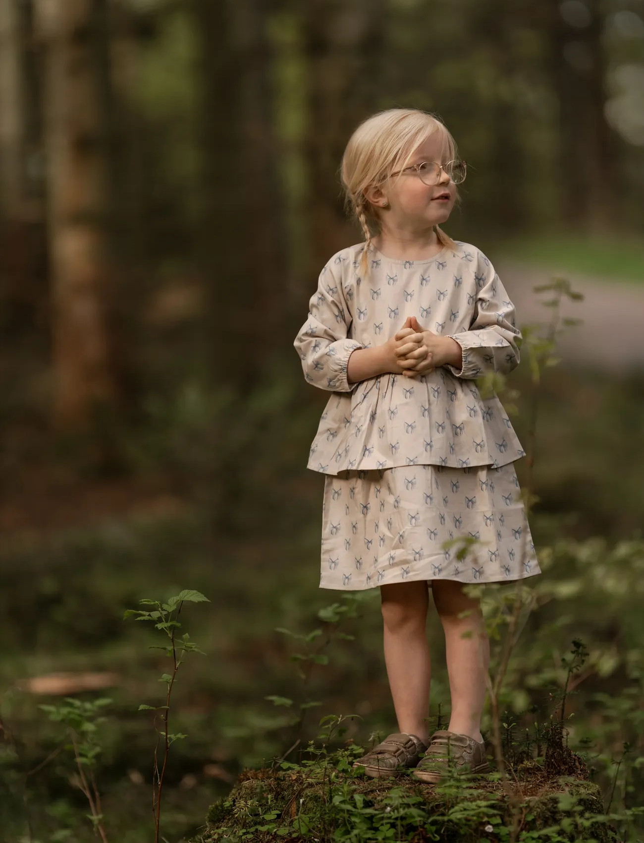 Hanevild Bow Dress, 98/104, Cream, Fritidskjoler > Fritidskjoler Med Lange Ærmer, Børn