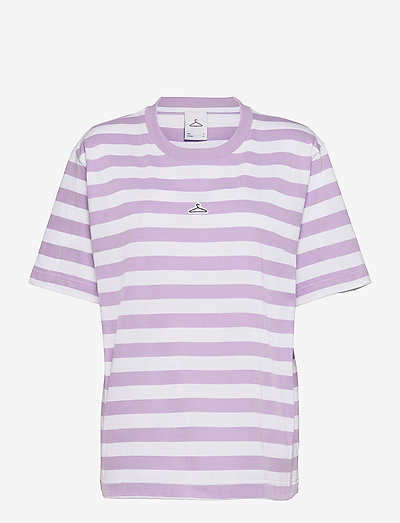 Hanger Striped Tee - randiga t-shirts - lilac white 3720