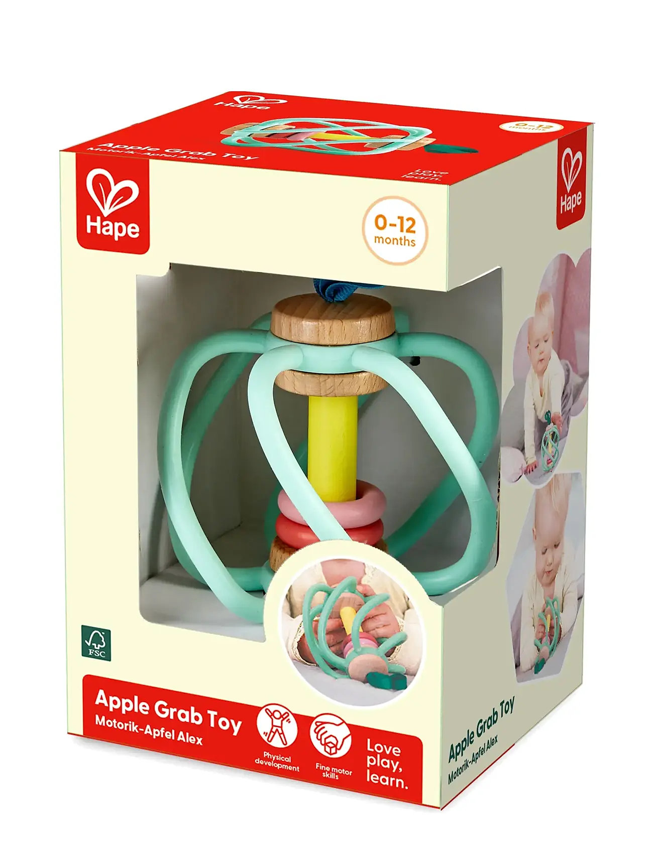 Hape Apple Grab Toy Toys Baby Toys Rattles Multi/patterned Hape
