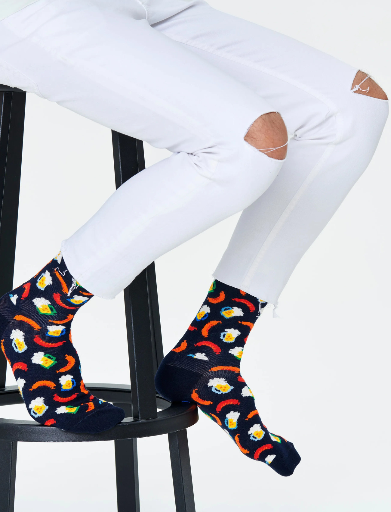 Happy Socks Beer And Sausage Sock, 41-46, Navy, Sokker > Almindelige Sokker, Herre