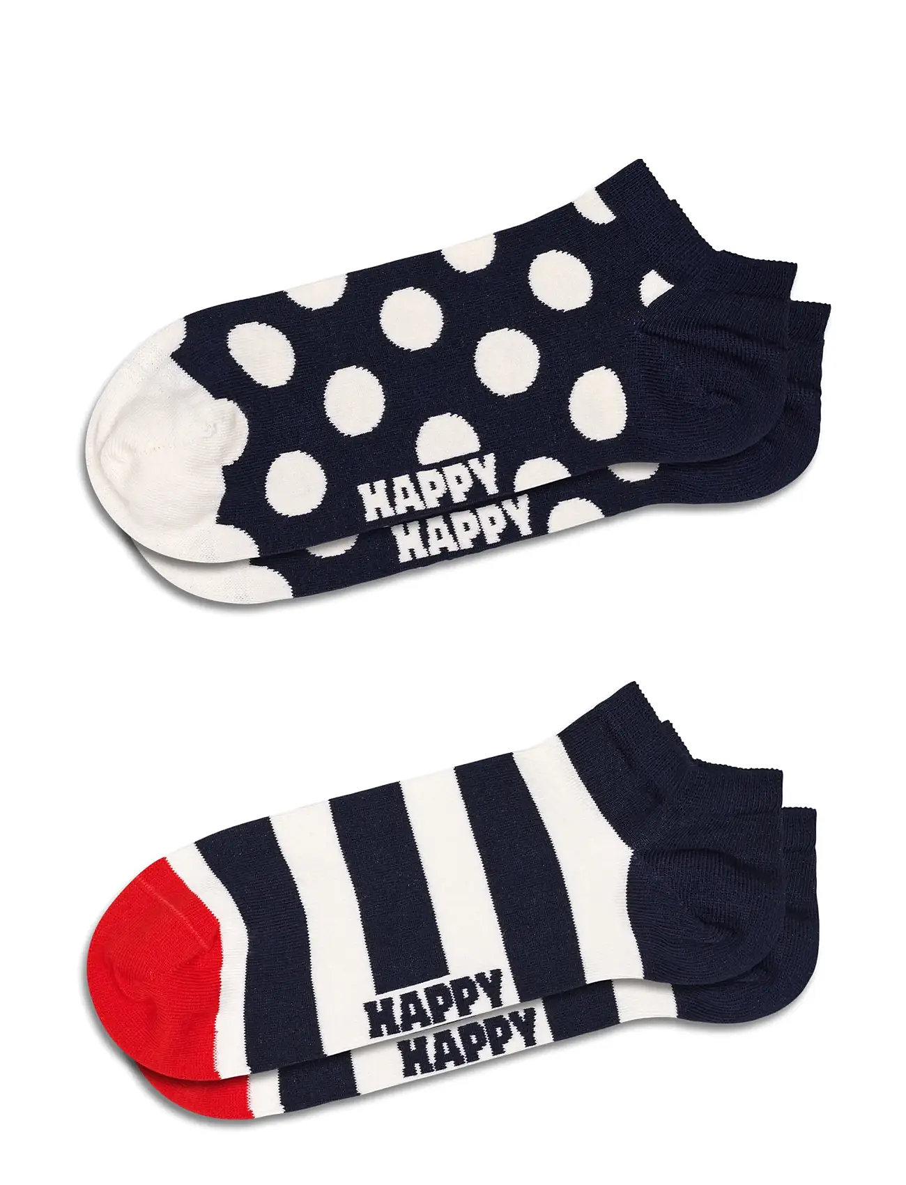 Happy Socks 2-Pack Big Dot Stripe Low Socks Marinblå