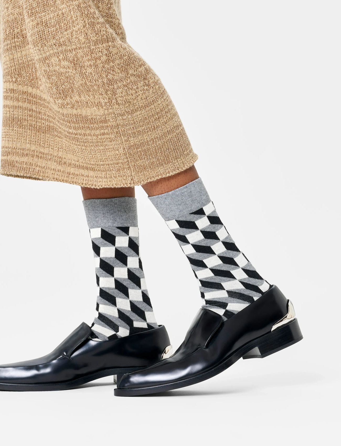 Happy Socks Filled Optic Sock, 36-40, Grey, Sokker > Almindelige Sokker, Dame