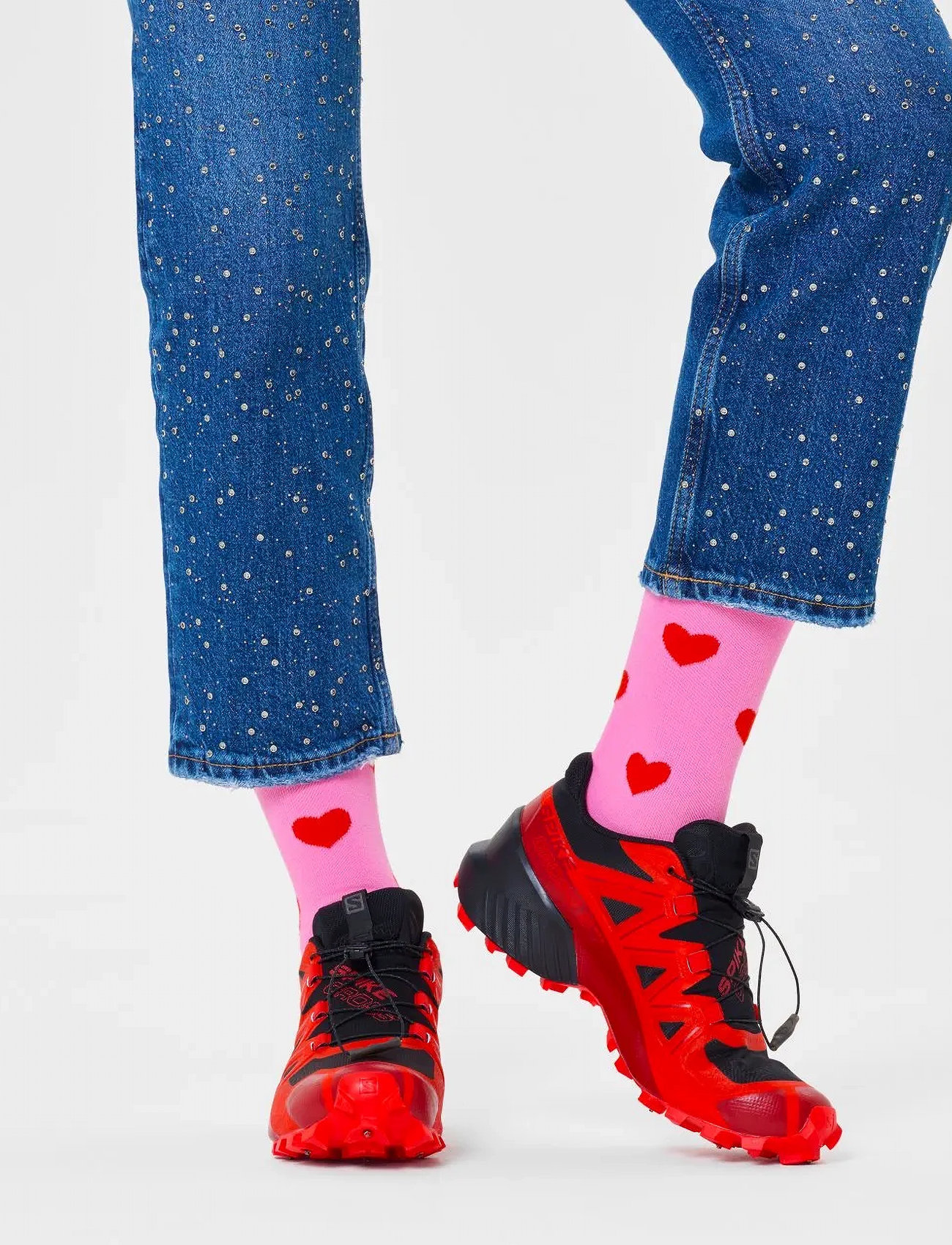 Happy Socks Heart Sock, 36-40, Pink, Sokker > Almindelige Sokker, Dame