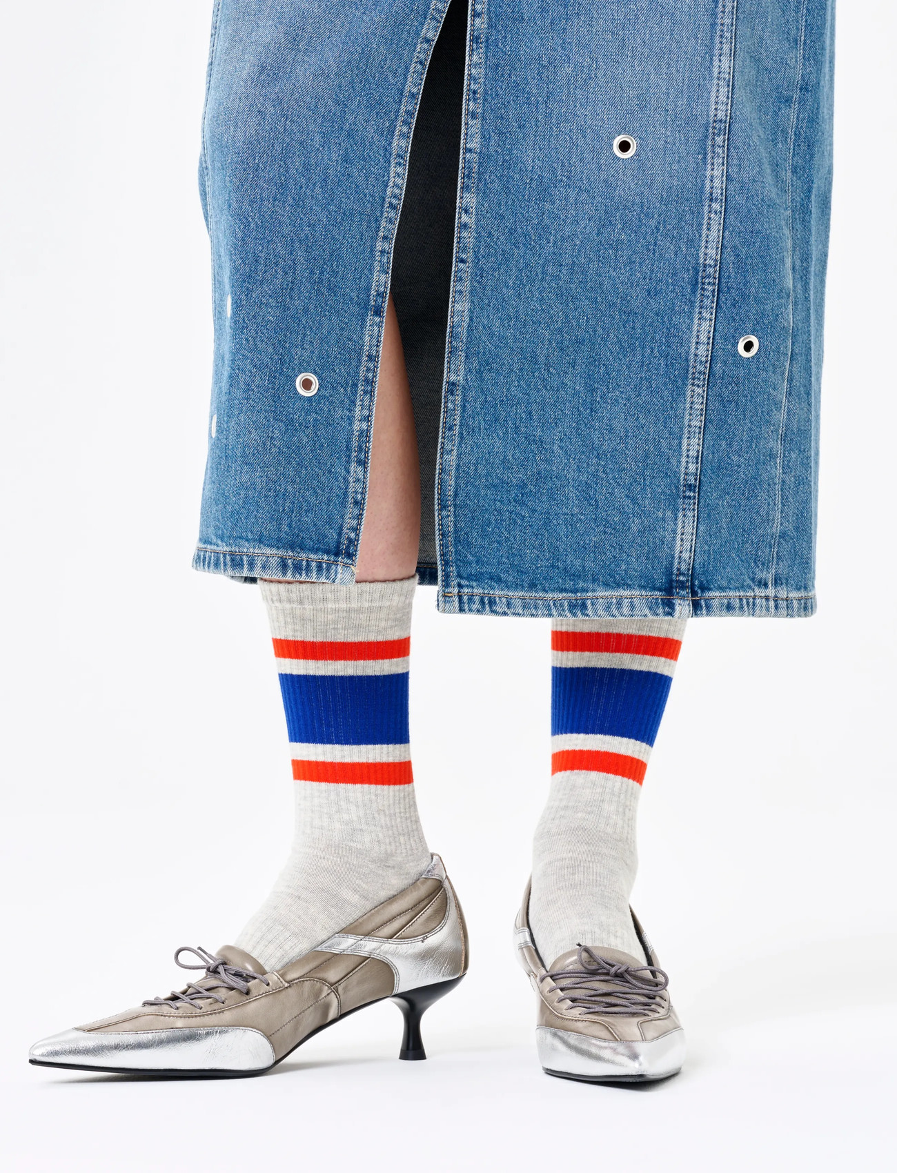 Happy Socks Simple Stripe Sneaker Sock, 41-46, Grey, Sokker > Almindelige Sokker, Herre