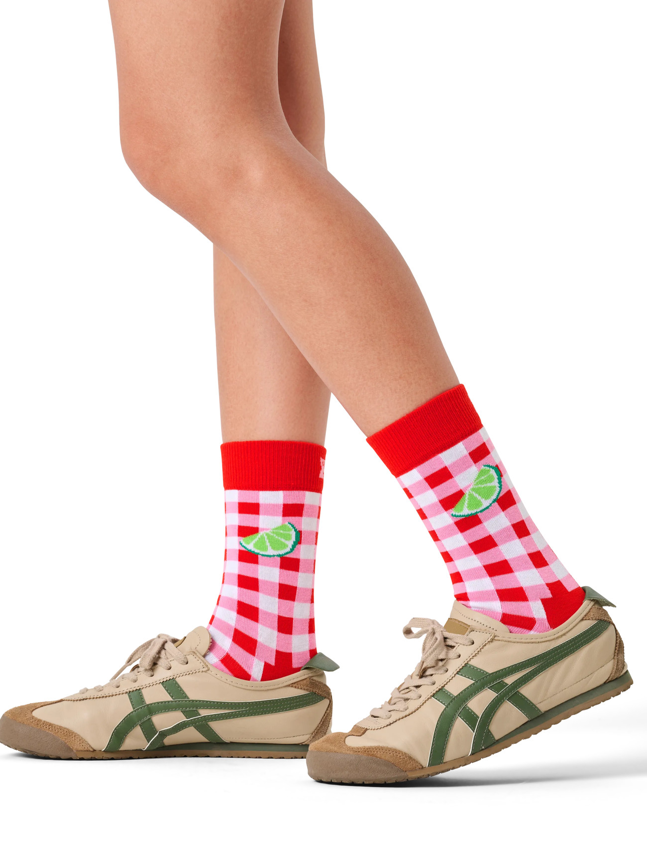 Happy Socks Gingham Lime Sock, 41-46, Red, Sokker > Almindelige Sokker, Herre