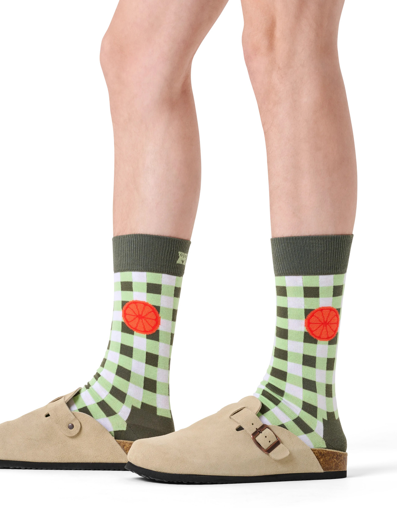 Happy Socks Gingham Orange Sock, 41-46, Green, Sokker > Almindelige Sokker, Herre