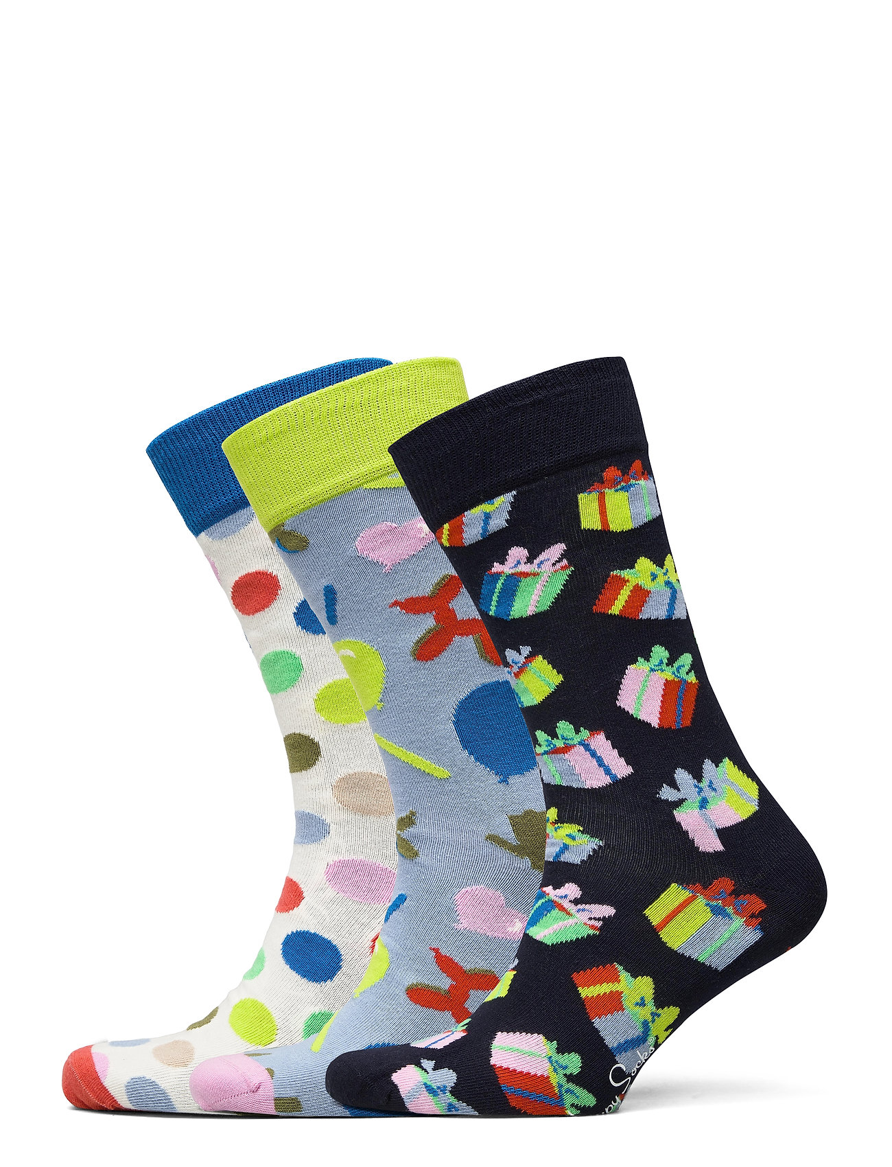 3-Pack Happy Birthday Socks Gift Set Underwear Socks Regular Socks Monivärinen/Kuvioitu Happy Socks