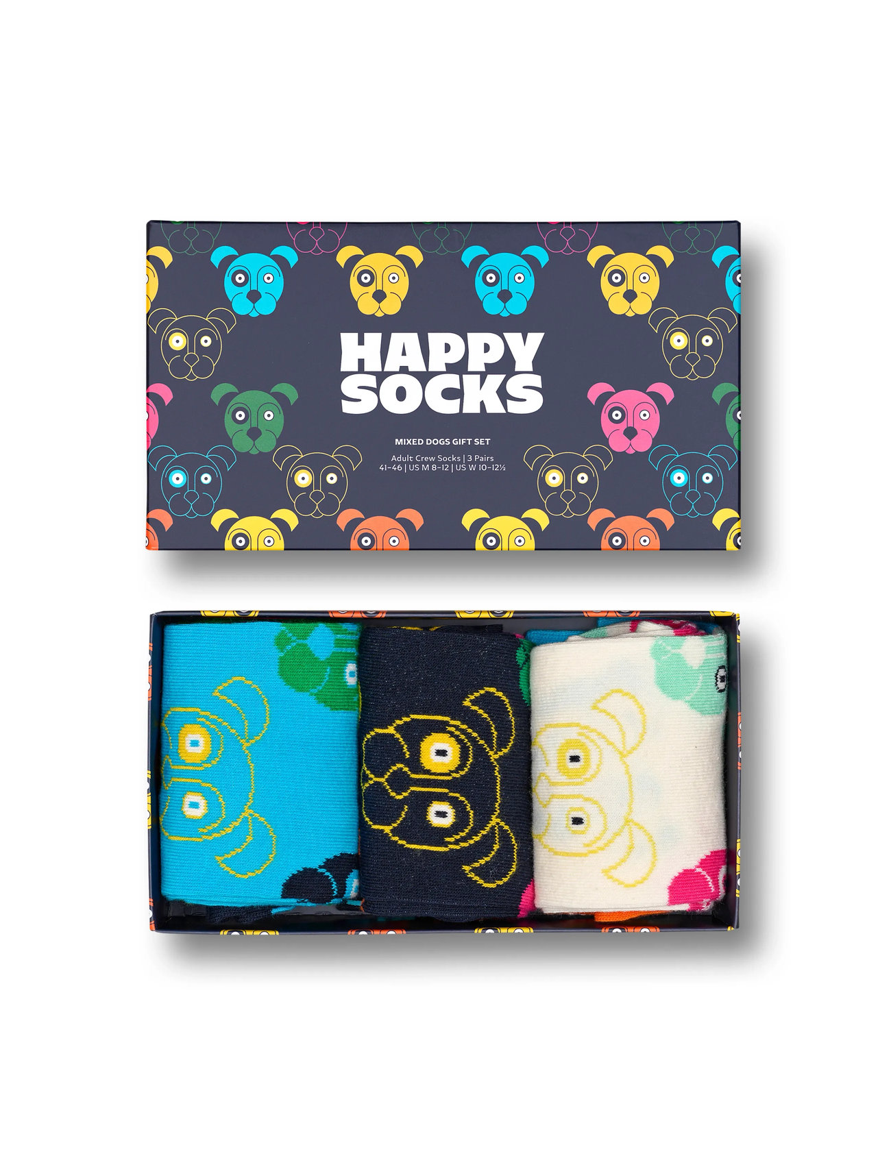 Happy Socks 3-Pack Mixed Dog Socks Gift Set, 41-46, Navy, Sokker > Almindelige Sokker, Dame