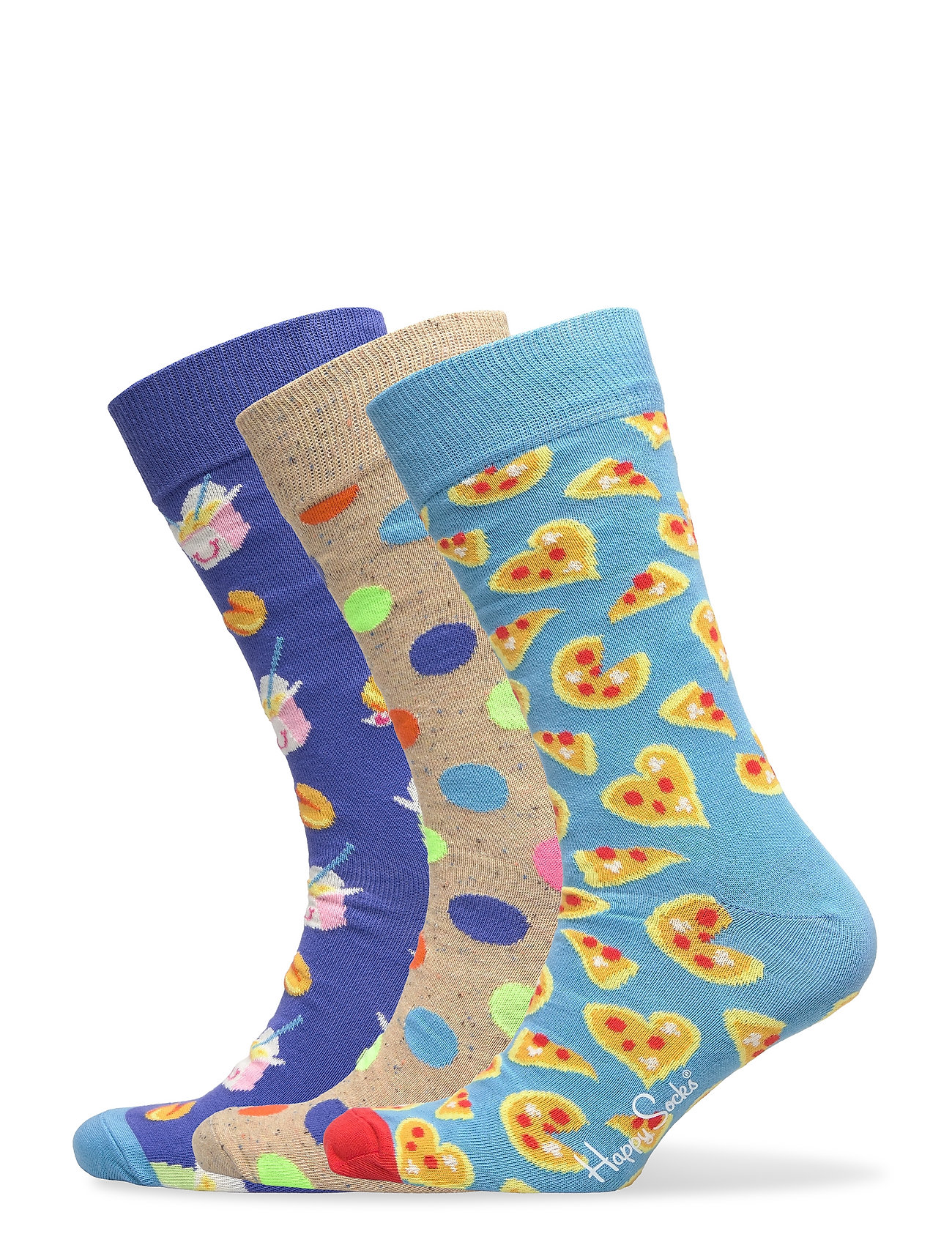 3-Pack Pizza Love Socks Gift Set Underwear Socks Regular Socks Monivärinen/Kuvioitu Happy Socks