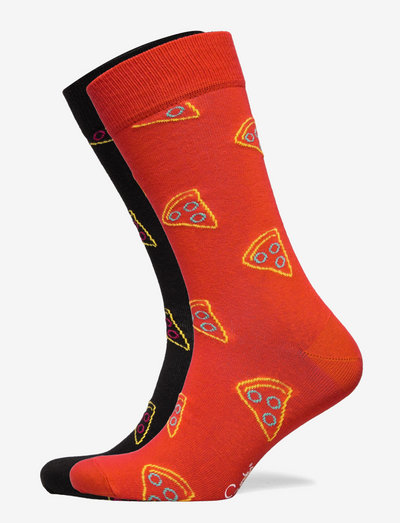 Slice of Pizza Yellow Backdrop mens socks funny socks