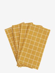 Textile napkins 4-pack - lina un kokvilnas salvetes - mustard check