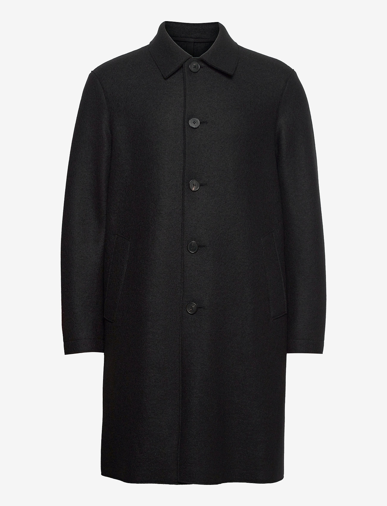 Harris Wharf London - Men Mac Coat Pressed Wool - manteaux de laine - black - 0