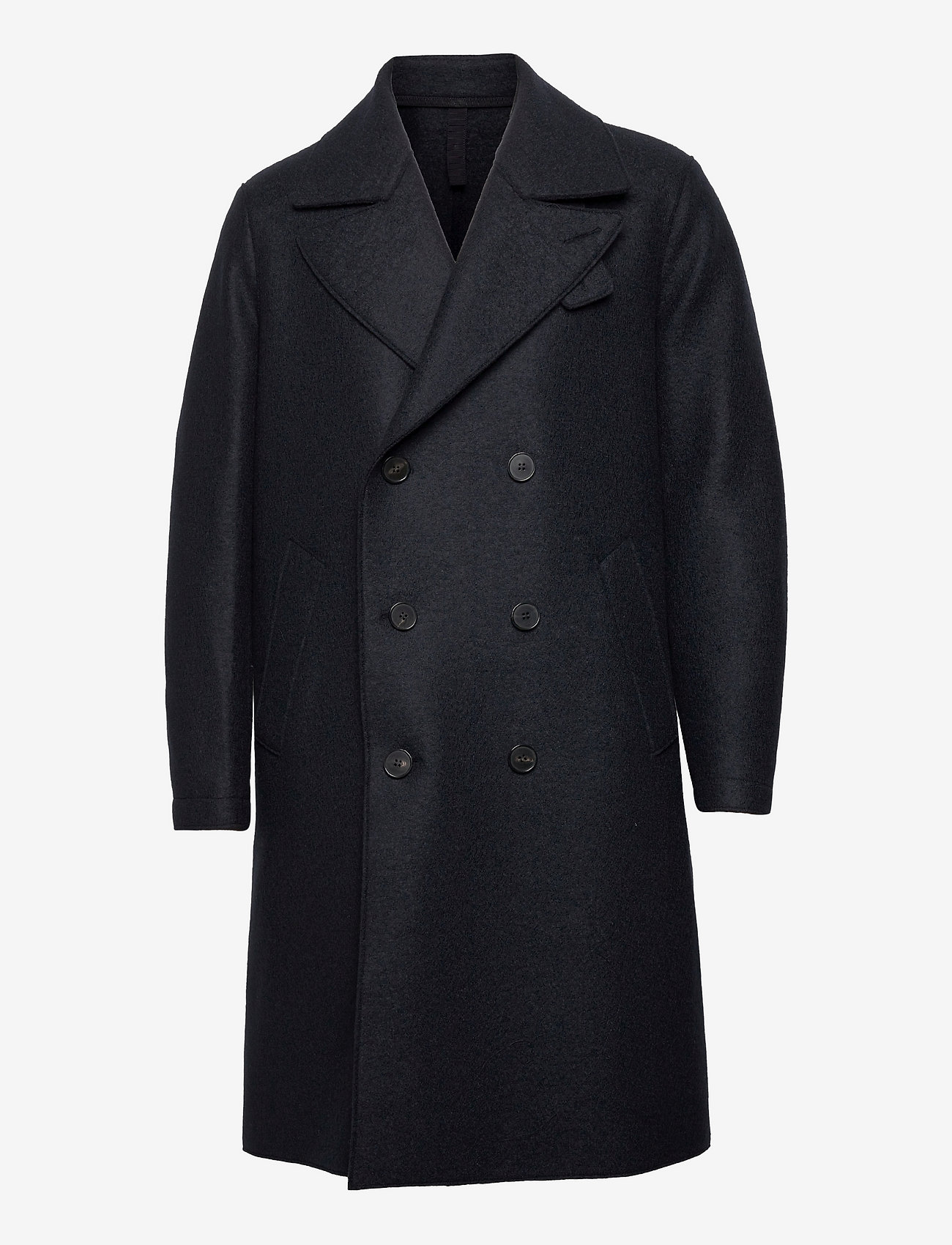 Harris Wharf London - Men Long Peacoat Pressed Wool - manteaux de laine - dark blue - 0
