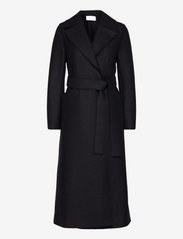 black maxi coat wool