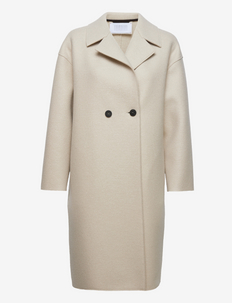 Women dropped shoulder d.b. coat pressed wool - winter coats - cream