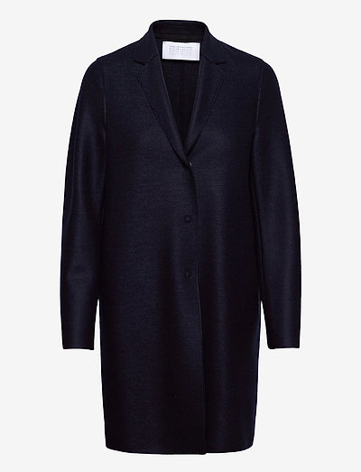 Women cocoon coat - manteaux en laine - navy blue