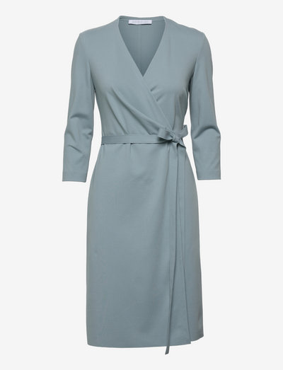 Women wrap dress - robes midi - powder blue