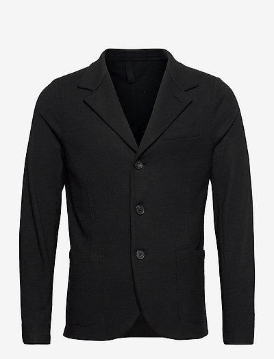 Men Standing Collar Blazer Superfine Merino - blazers - black
