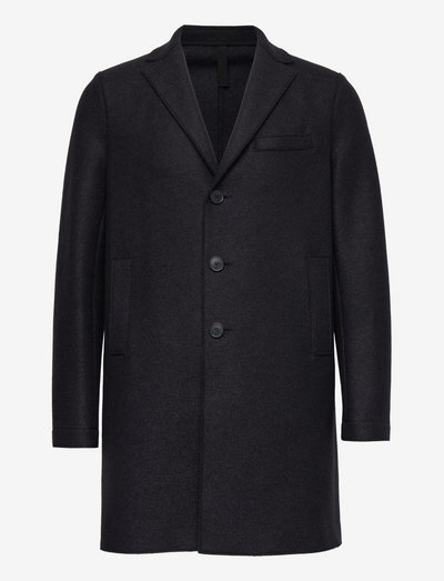 Men boxy coat pressed wool - villakangastakit - black