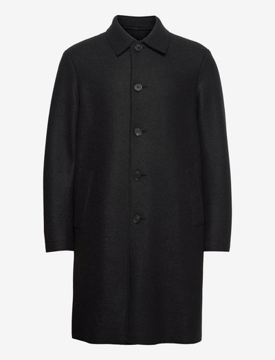 Men Mac Coat Pressed Wool - manteaux de laine - black