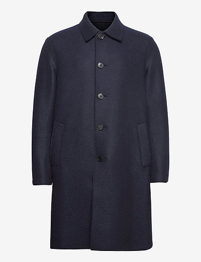Men Mac Coat Pressed Wool - wełniane płaszcze - navy blue