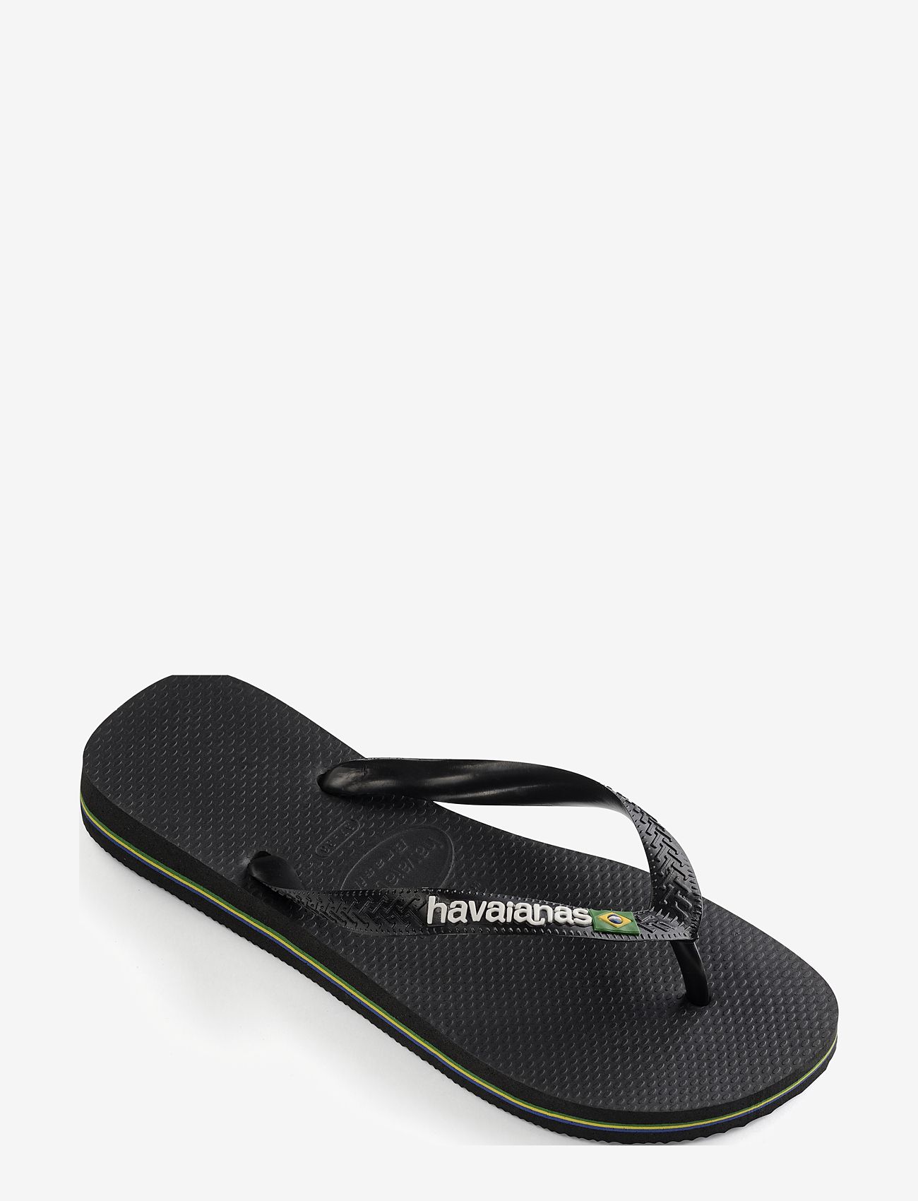 havaianas black brazil logo flip flops