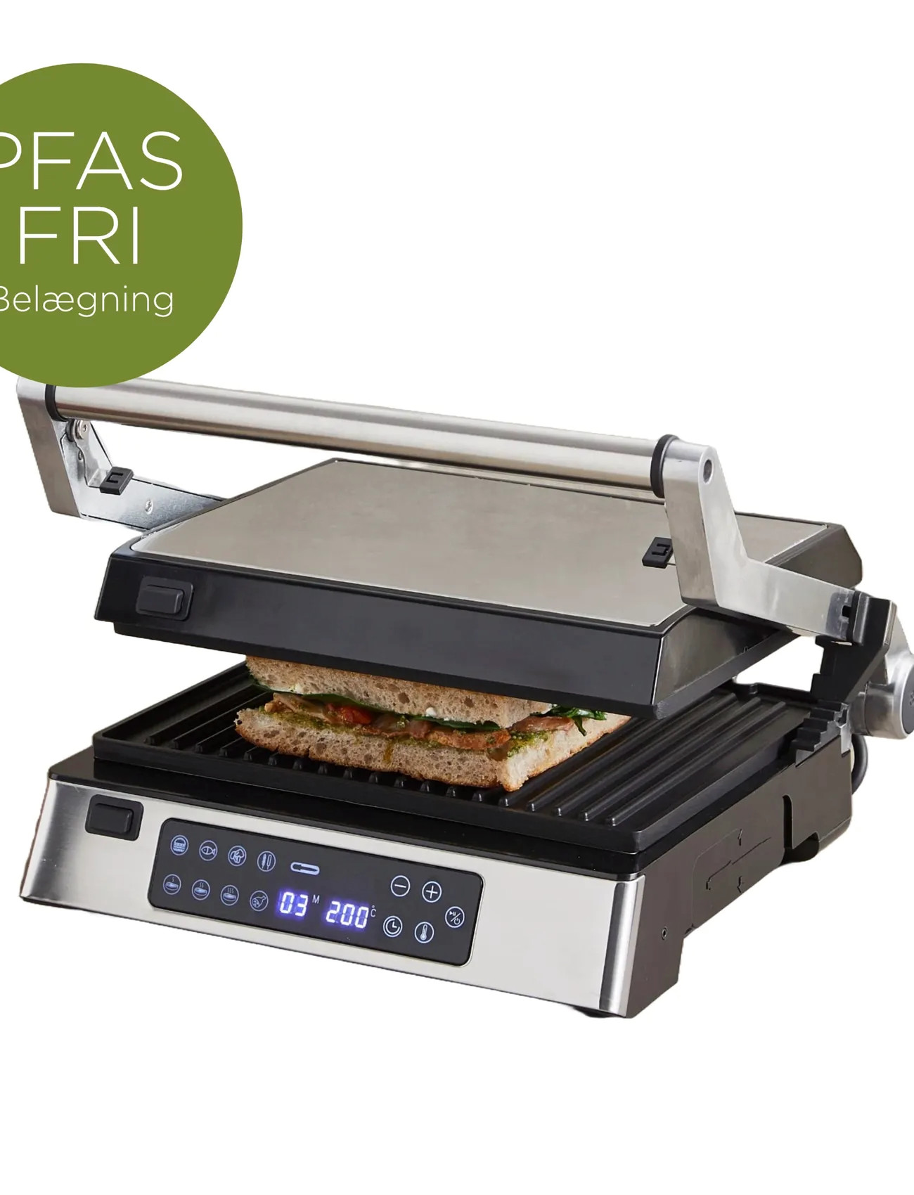 Hâws Hâws Cg30006 Table Grill / Panini Grill W/ Digital Thermometer 2000W Pfas Free Coating, 2000 W, Silver, Køkkenmaskiner > Brødristere, Unisex
