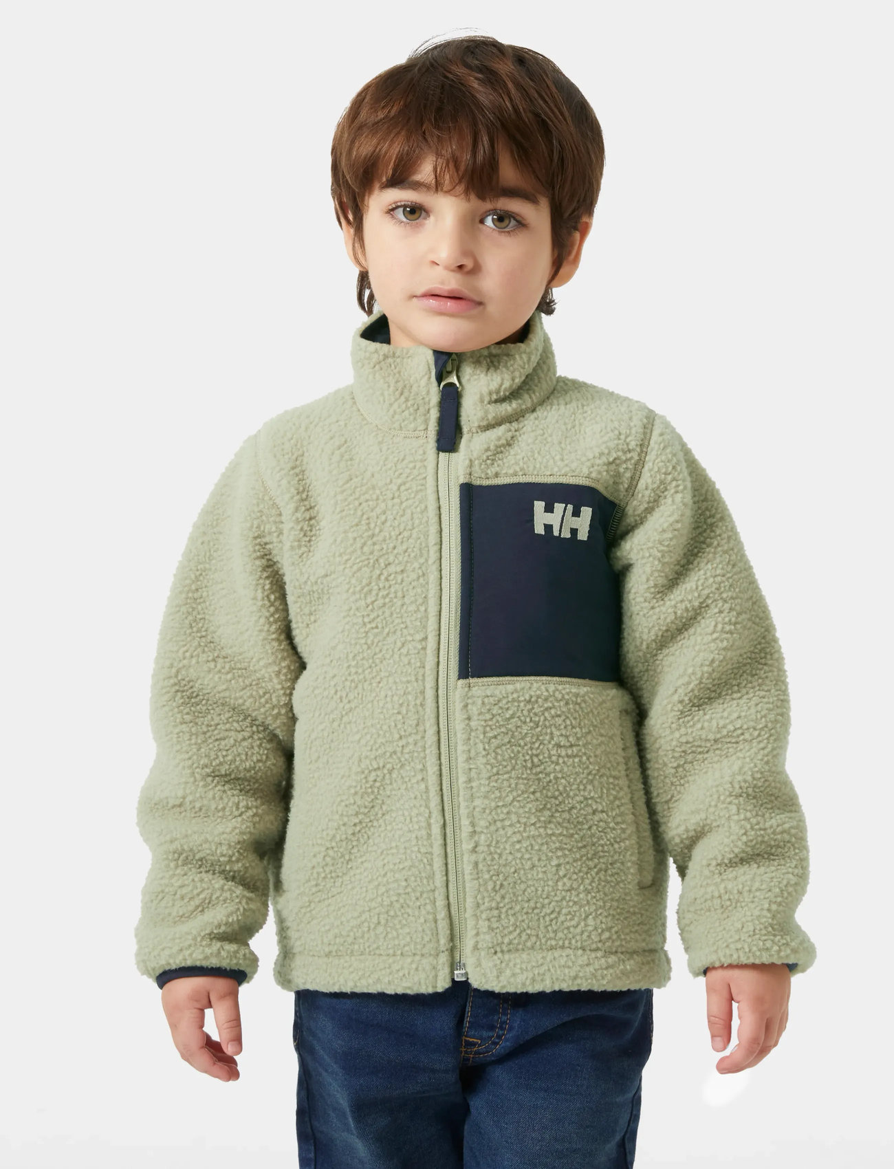 Helly Hansen K Champ Pile Jacket 2.0, 110, Khaki green, Yderbeklædning Af Fleece > Fleecejakker, Børn