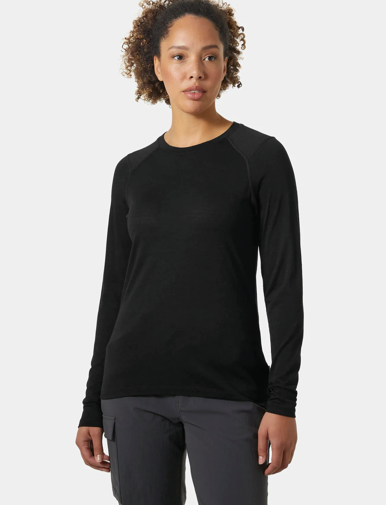 Helly Hansen W Hh Durawool Crew Ls, S, Black, Sports Overdele & T-shirts > Sport Long Sleeve Overdele, Dame