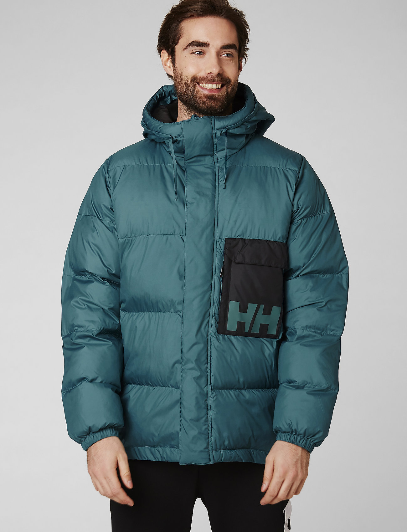 teal puffer jacket