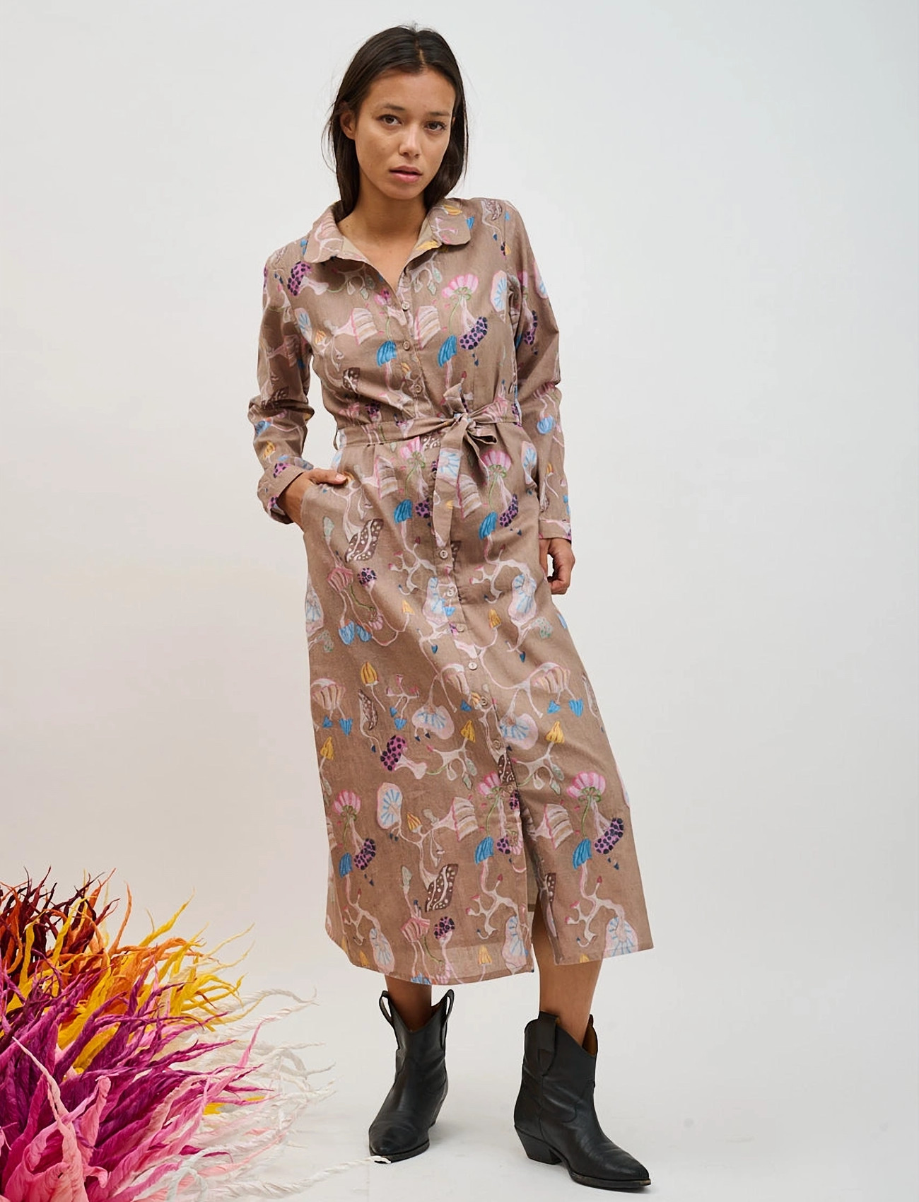 Helmstedt Ellen Dress, M, Brown, Designere > Shirt Dresses, Dame