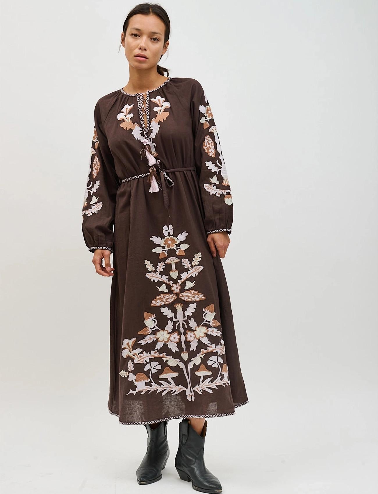 Helmstedt Monica Dress, L, Brown, Designere > Maxi Dress, Dame