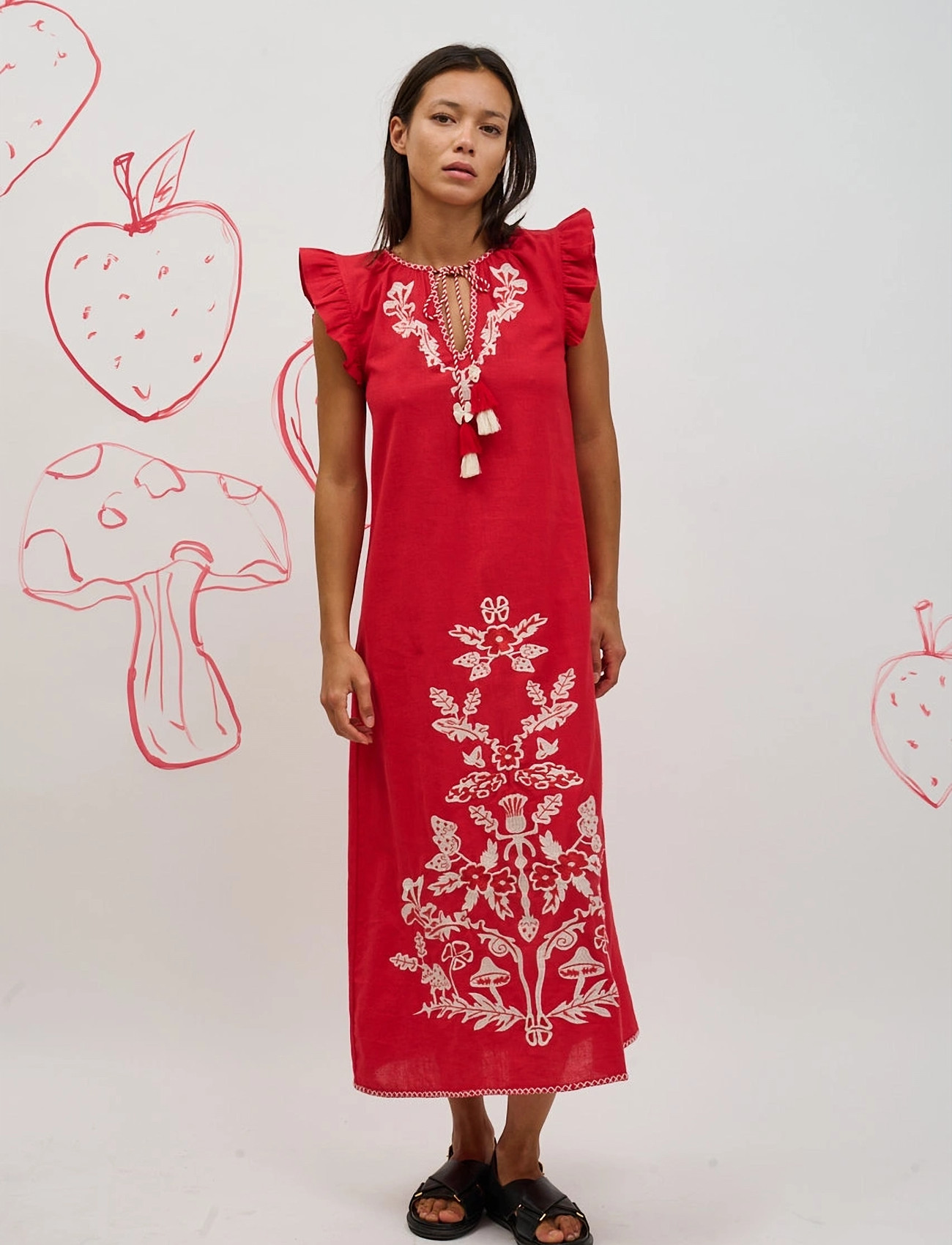 Helmstedt Ditte Dress, XL, Red, Designere > Maxi Dress, Dame