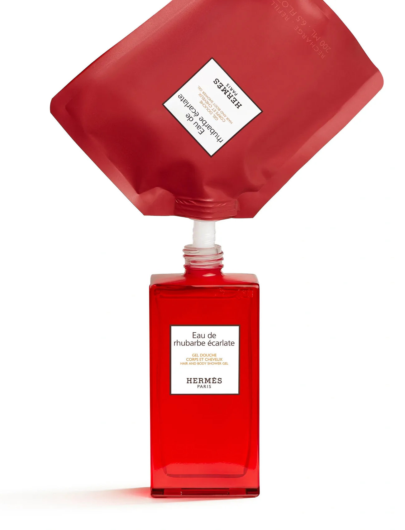 HERMÈS Eau De Rhubarbe Écarlate, Hair And Body Shower Gel Refill, 200 ml, Nude, Krop > Bad Og Brusebad, Dame
